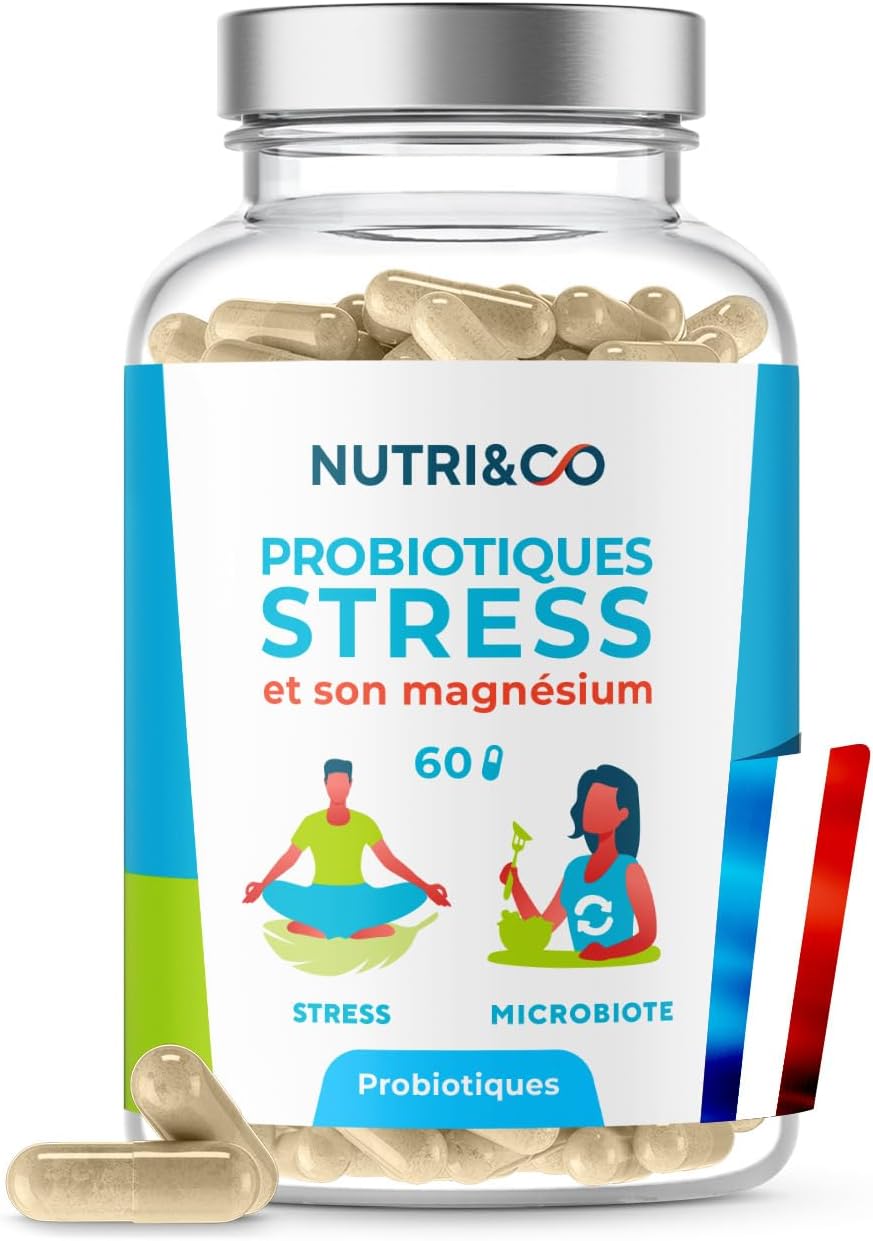 NUTRI & CO Anti-Stress Probiotic – Lactobacillus Reuteri Patented SynbAEctive® KeepCalm + Magnesium Bisglycinate – Anxiety Anxiety Anxiety Balance Flora Intestinal – 60 Vegan Capsules Made in France - Image 2