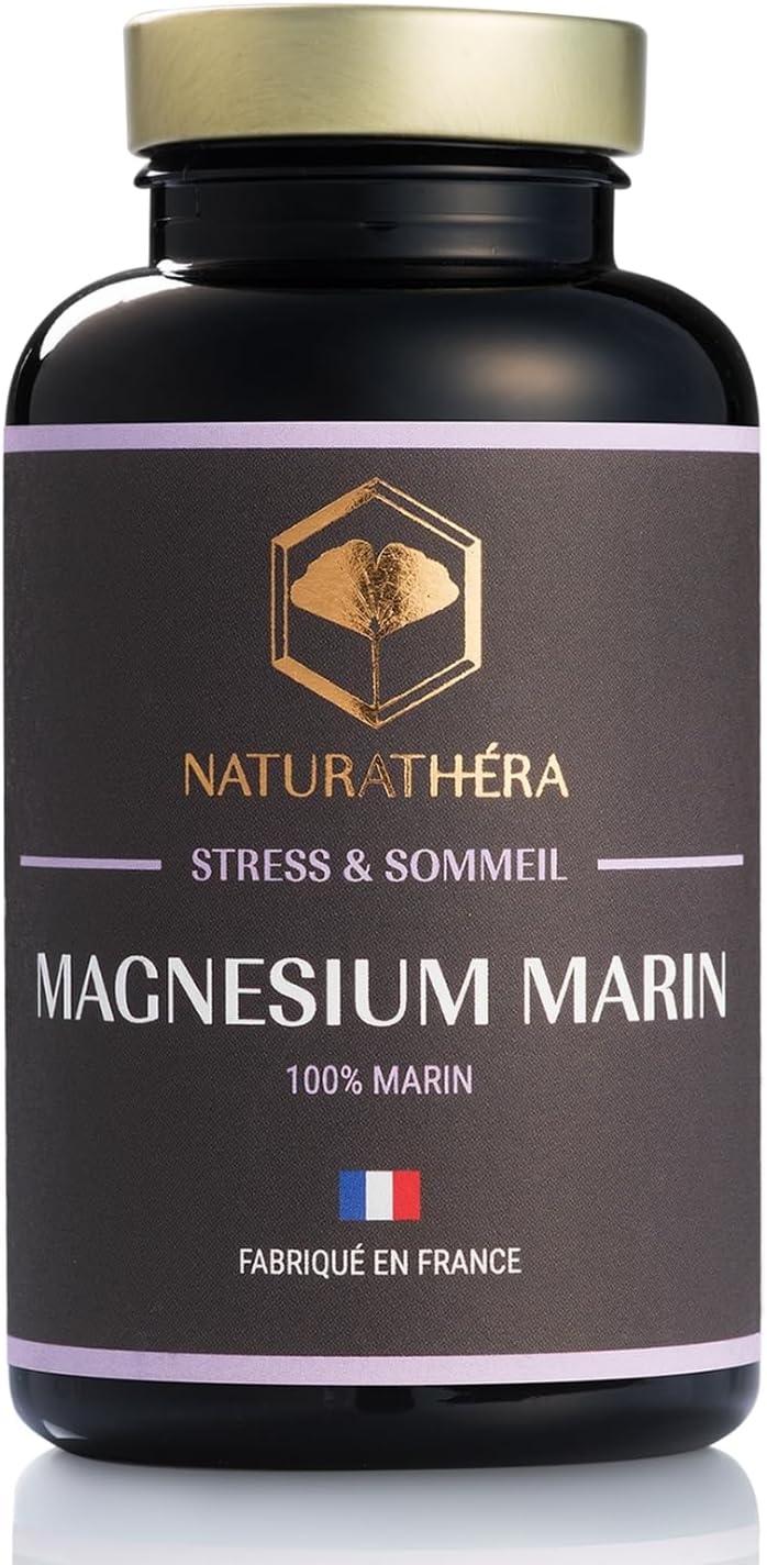 Naturathéra MARINE MAGNESIUM - No Laxative & Addictive Effect - Fatigue, Anxiety & Sleep Supplement - 50 Capsules - Made in France - Vegan - No Additive Allergens GMO - Image 2