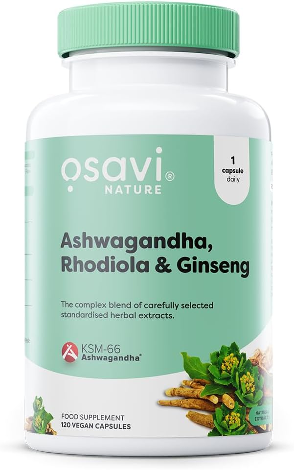 Osavi Ashwagandha + Rhodiola & Ginseng - 120 Vegan Capsules - Image 2