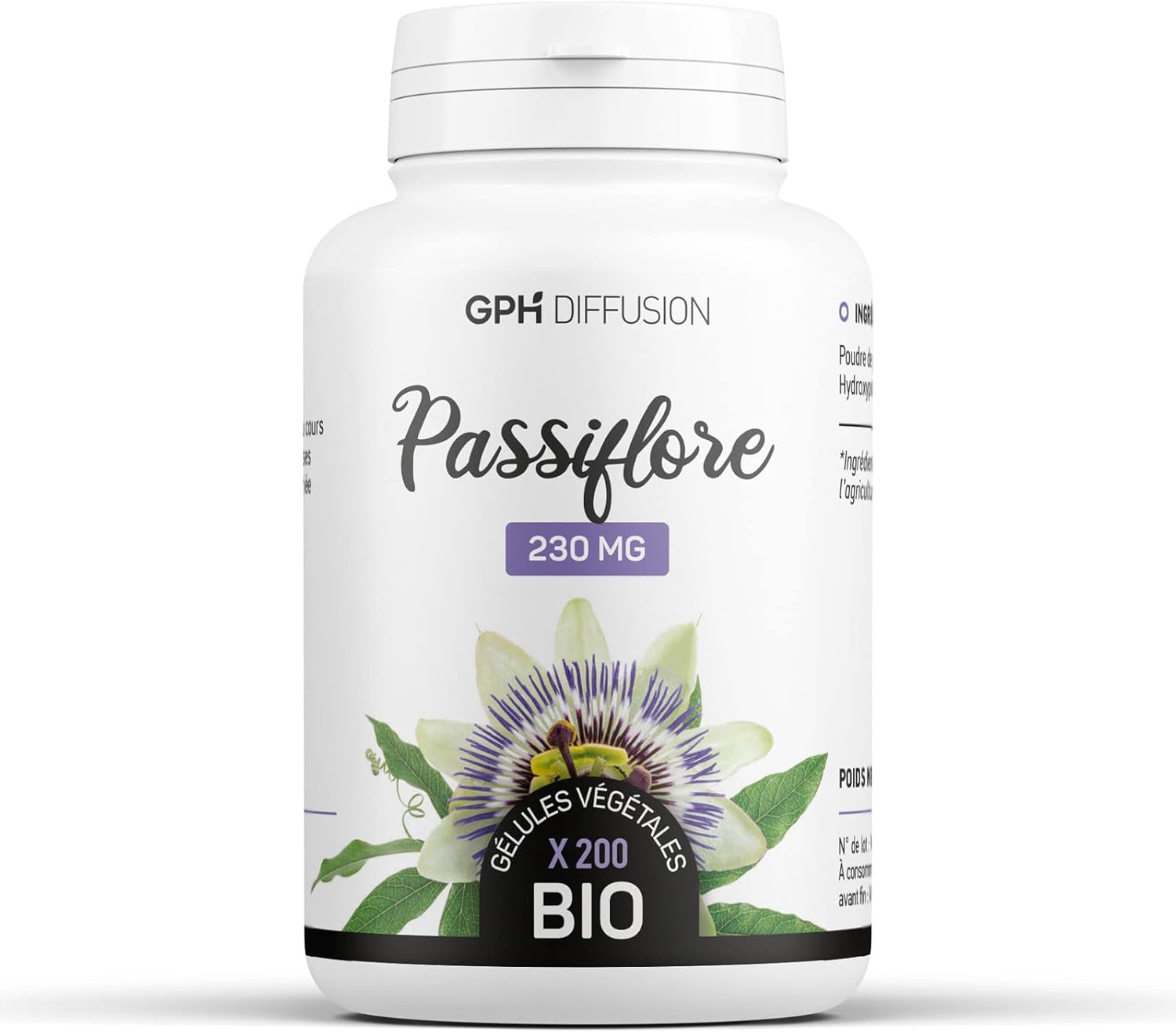 Passiflora incarnata Organic Passionflower 230 mg - 200 Vegetable Capsules - Image 2