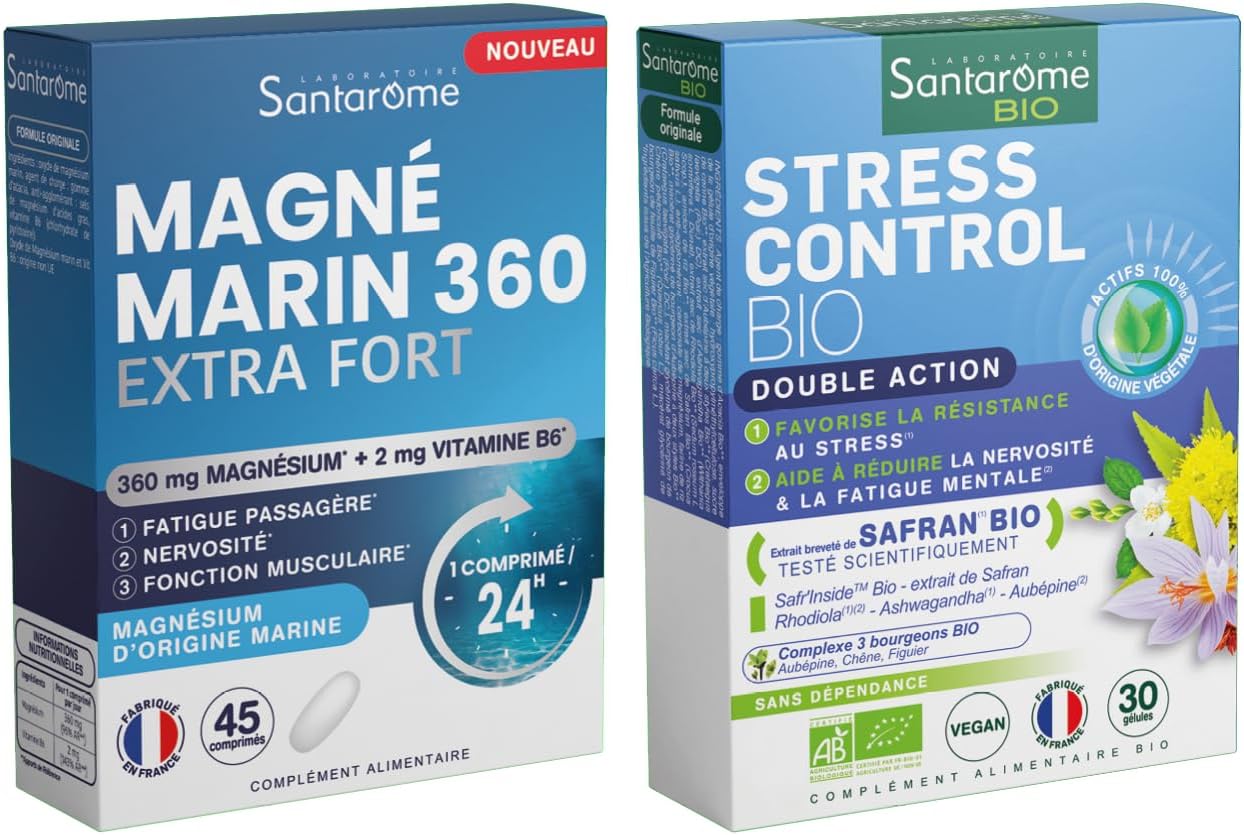Santarome – Stress Pack – Marine Magnesium 360 mg Extra Strong & Organic Stress Control – Fatigue, Stress & Nervousness - Image 2