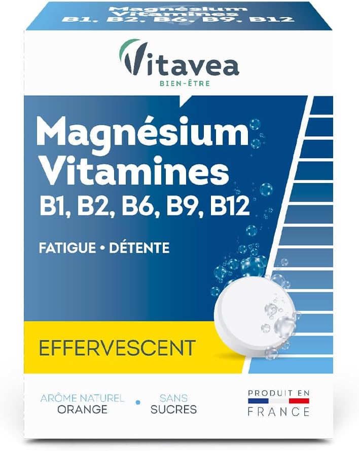 VITAVEA BIEN-ETRE - Magnesium - Vitamins B1. B2. B6. B9. B12 - Reduction of Fatigue - Relaxation and Relaxation - 24 Effervescent Tablets - Made in France - Image 2