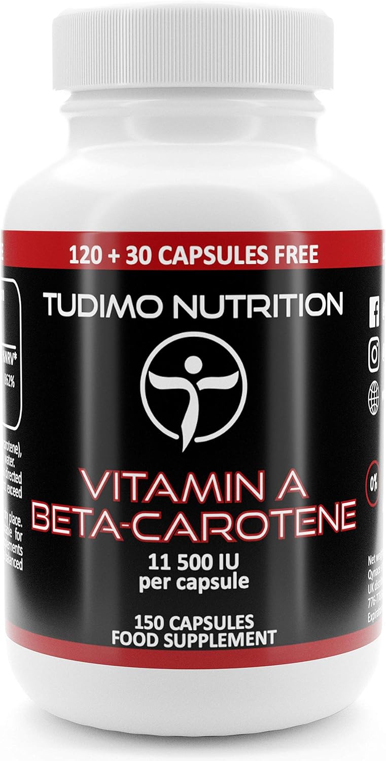 Vitamin A Beta Carotene Capsule 11,500 IU - 150 Quick Disintegrating Capsules (5 months) Each with 6.9mg Dietary Supplement Beta Carotene Powder (Betacarotene Supplement) - Image 2