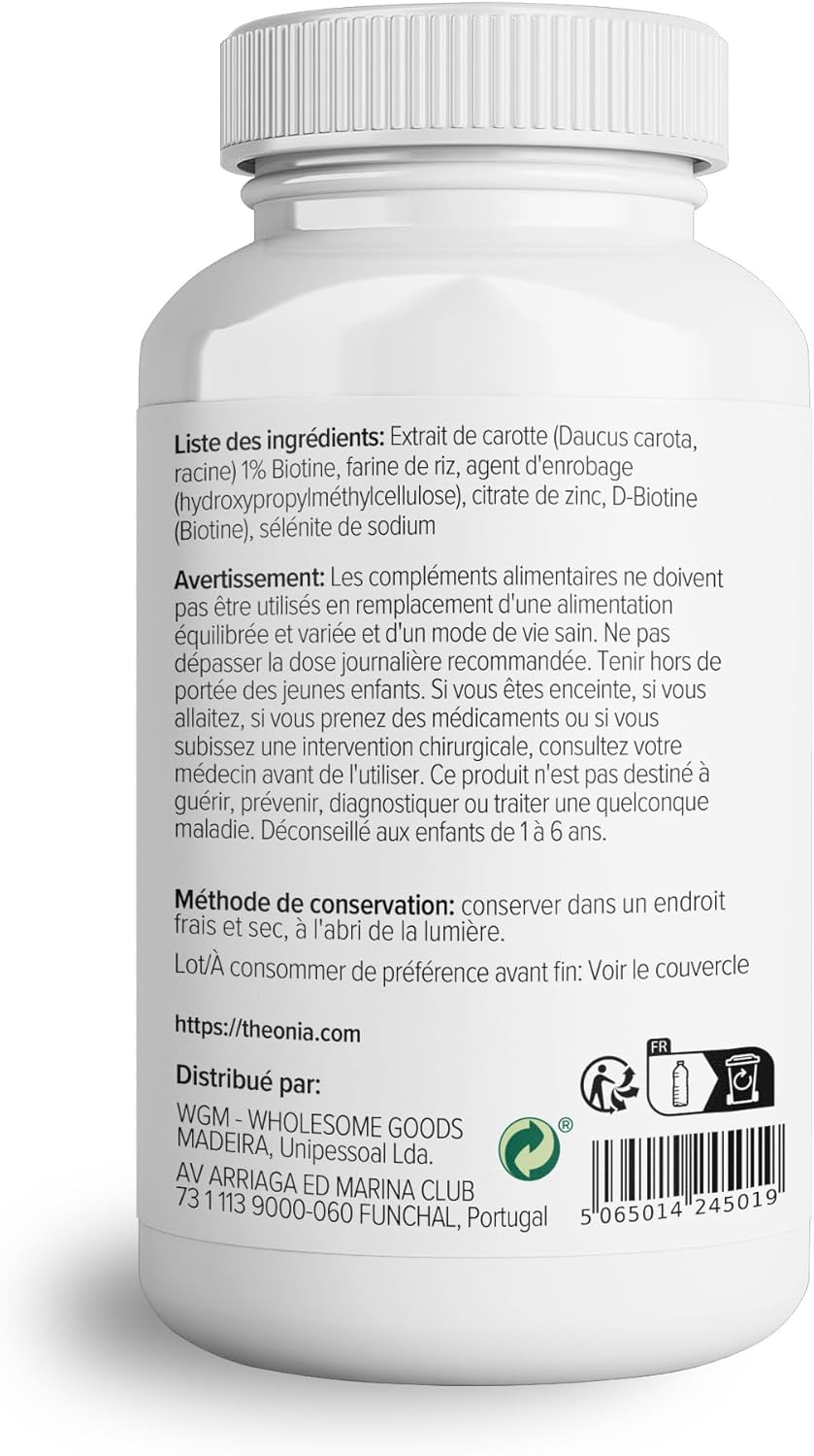 Theonia Biotin Complex Supplement - With Biotin, Selenium & Zinc - Supports Hair, Nails & Skin - Vegan, Non-GMO - 60 Capsules - Image 4