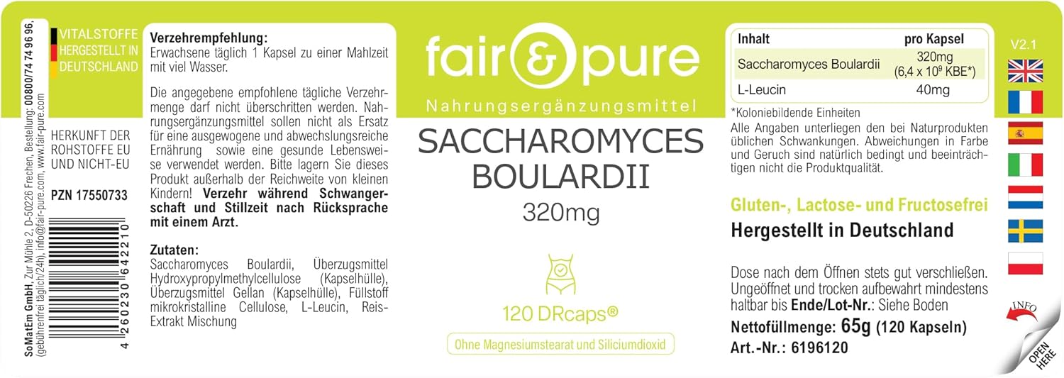 Fair & Pure - Saccharomyces boulardii - 120 capsules - 6.4 billion probiotic yeasts in the form of DRcaps - Image 3