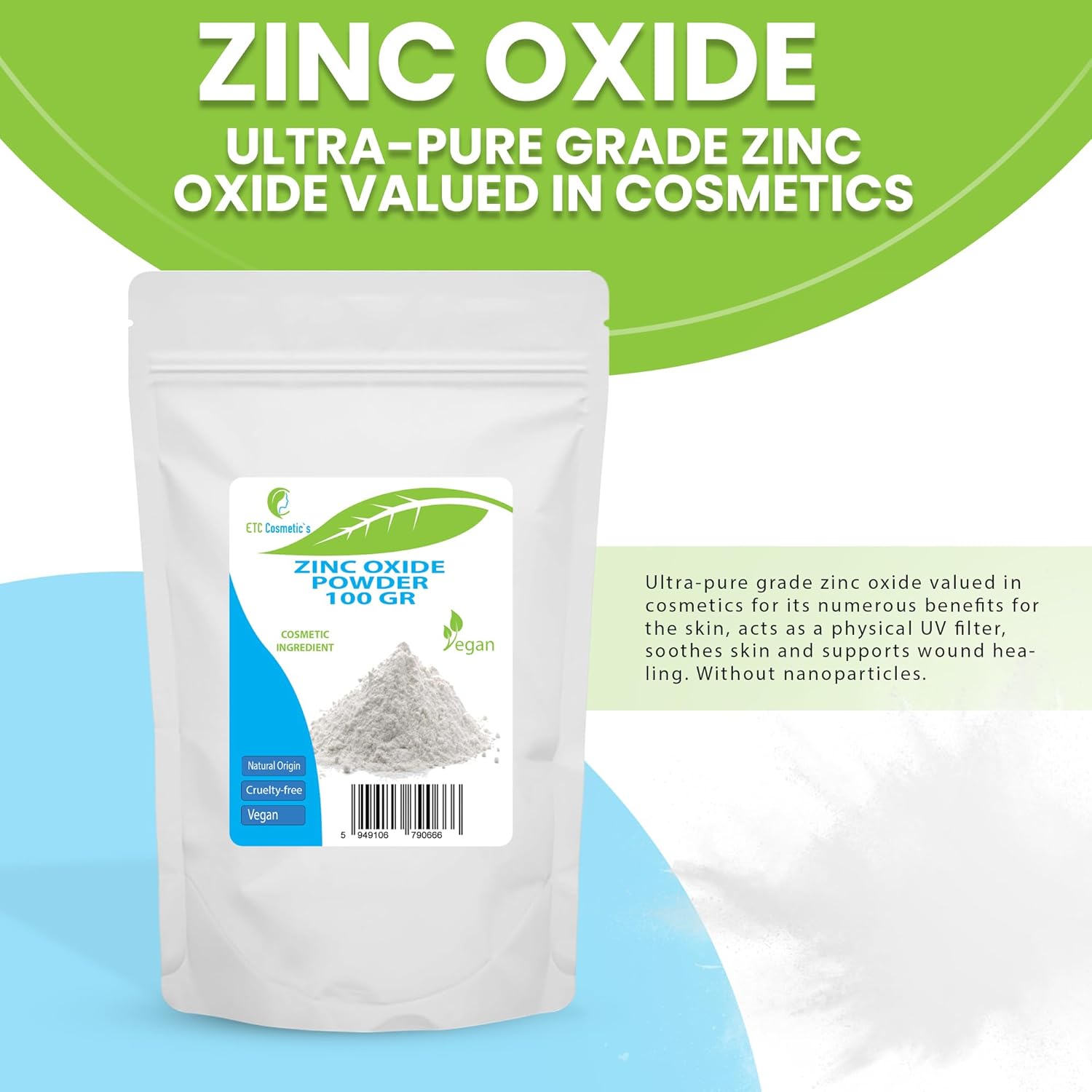 Zinc Oxide Powder 100g Cosmetic Ingredient High Purity Material Non Nano - Image 4