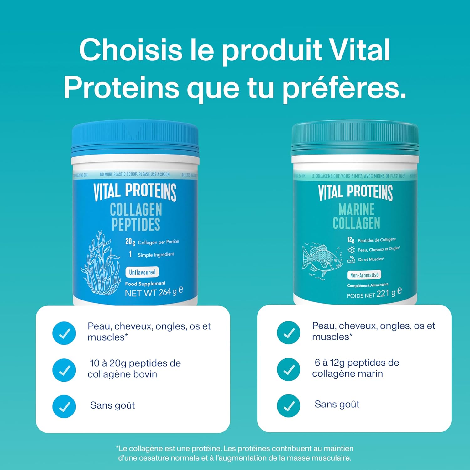 Vital Proteins Marine Collagen, Marine Collagen Powder (Type I), Hydrolyzed Collagen Skin, Hair, Nails, Bones, Muscles, Unflavored, Gluten Free. Dietary supplement, 221 g box. - Image 4