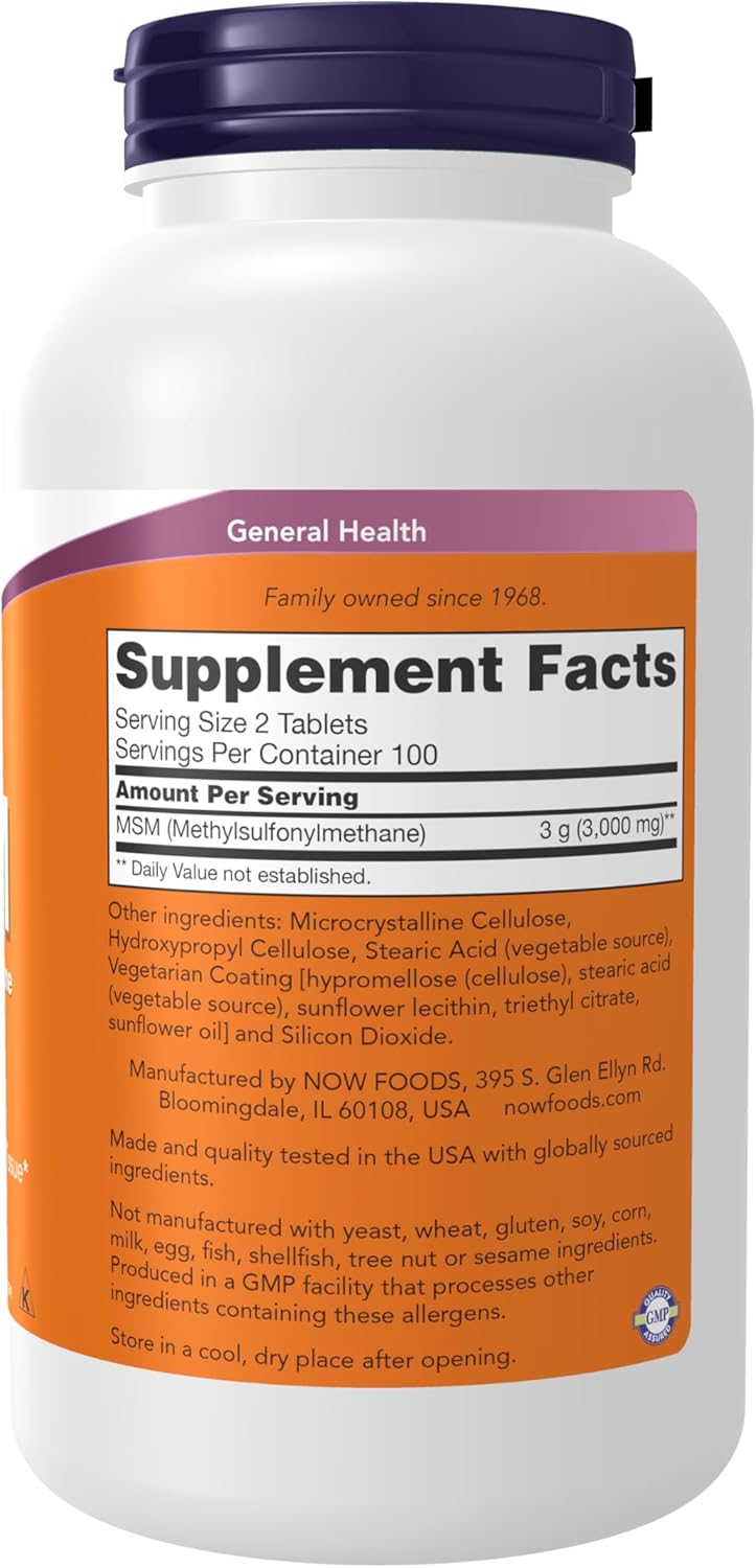 NOW Foods MSM Methylsulphonylmethane, 1500mg - 200 tabs - Image 3