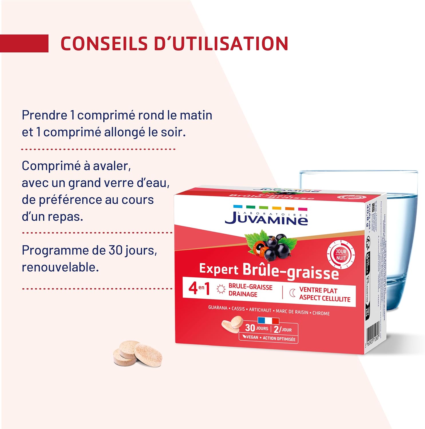 JUVAMINE - Expert Fat Burning Day and Night - Helps burn fat, eliminate toxins, reduce cellulite appearance and detoxify the liver - 2 x 30 tablets - Made in France - Image 8