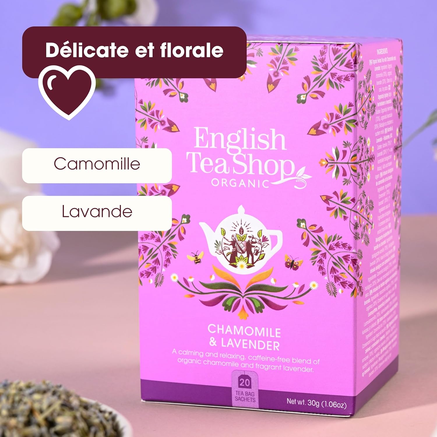 Organic Chamomile Infusion Lavender English Tea Shop - 20 Sachets - 30 g - Image 3