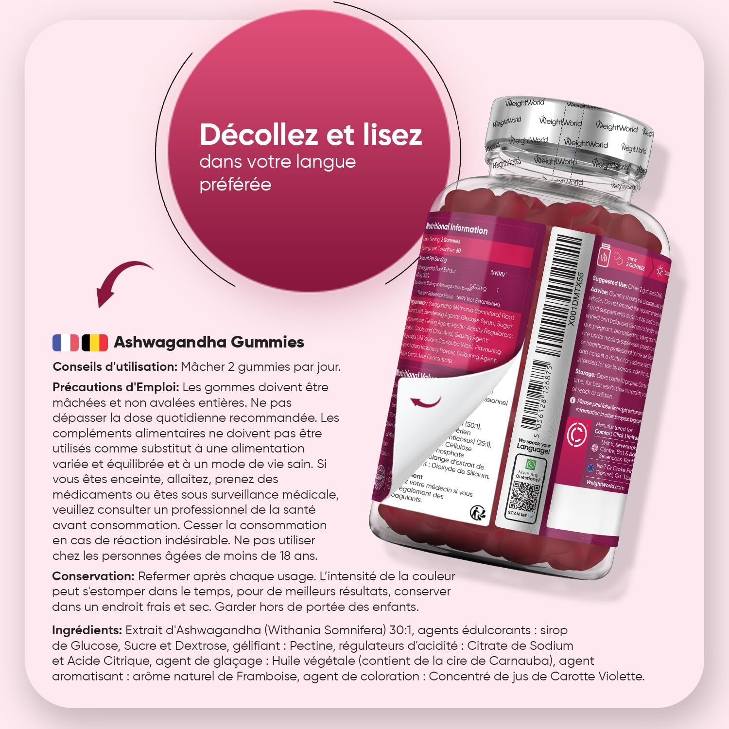 Ashwagandha Gummies 1200mg, 120 Ashwagandha Vegan Gummies with Raspberry Taste, Indian Ginseng Withania Somnifera for 2 Months - Alternatives to Capsules and Tablets - Image 5