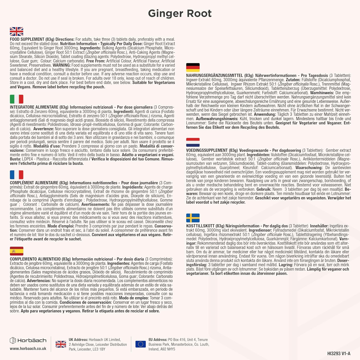 Ginger Capsules 3000mg | 200 Vegan Tablets | Ginger Powder | Source of Iron, Potassium, Vitamin C, Magnesium | Zingiber Officinale | Ginger Root | Horbaach - Image 5