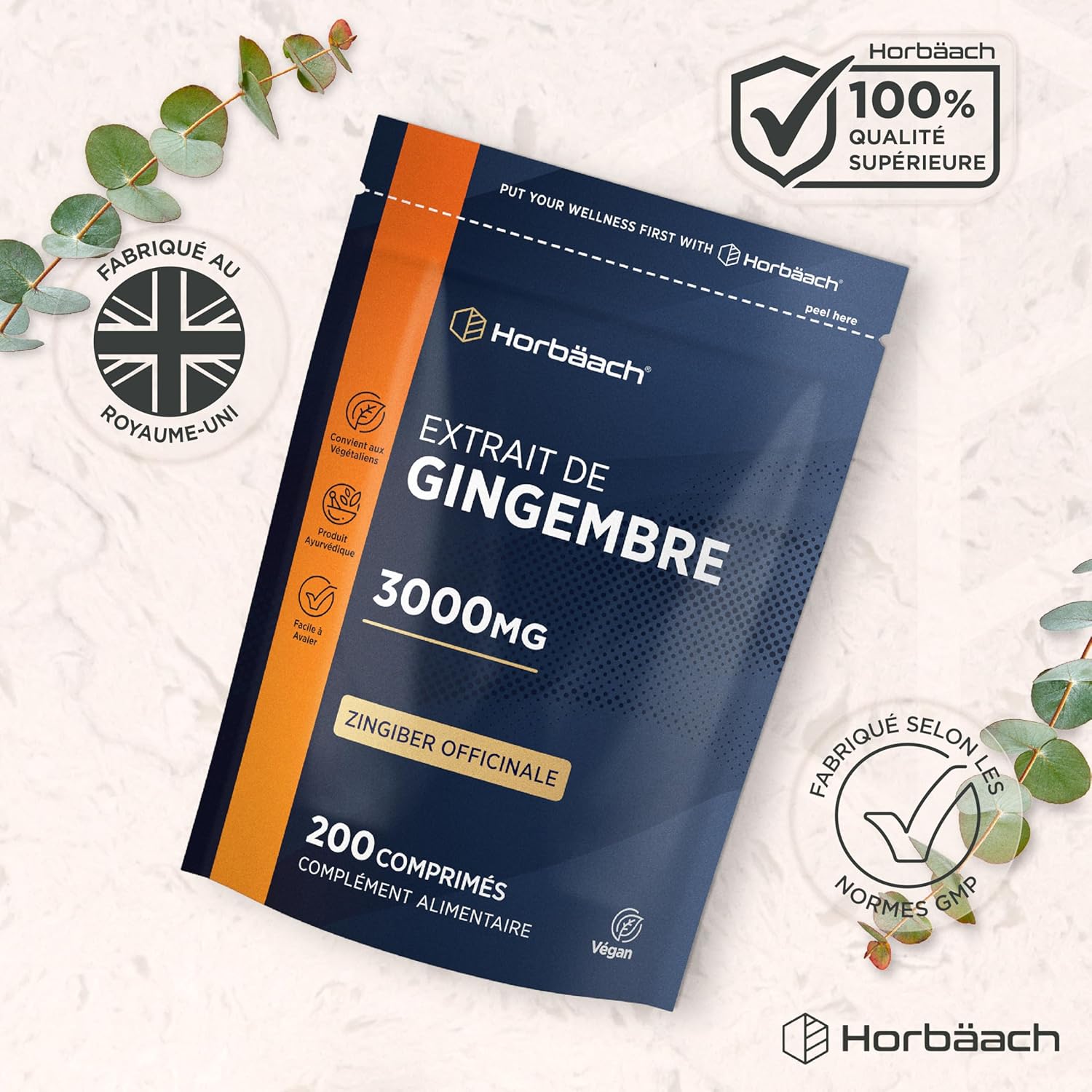Ginger Capsules 3000mg | 200 Vegan Tablets | Ginger Powder | Source of Iron, Potassium, Vitamin C, Magnesium | Zingiber Officinale | Ginger Root | Horbaach - Image 9