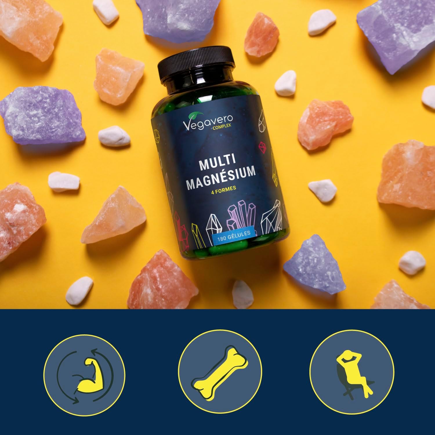 Magnesium Complex 375 mg | 180 Capsules | 4 FORMS - Bisglycinate, Malate, Citrate and Taurate | With Vitamin B2 & B6 | Superior Absorption | No Additives & Vegan | Vegavero® - Image 3