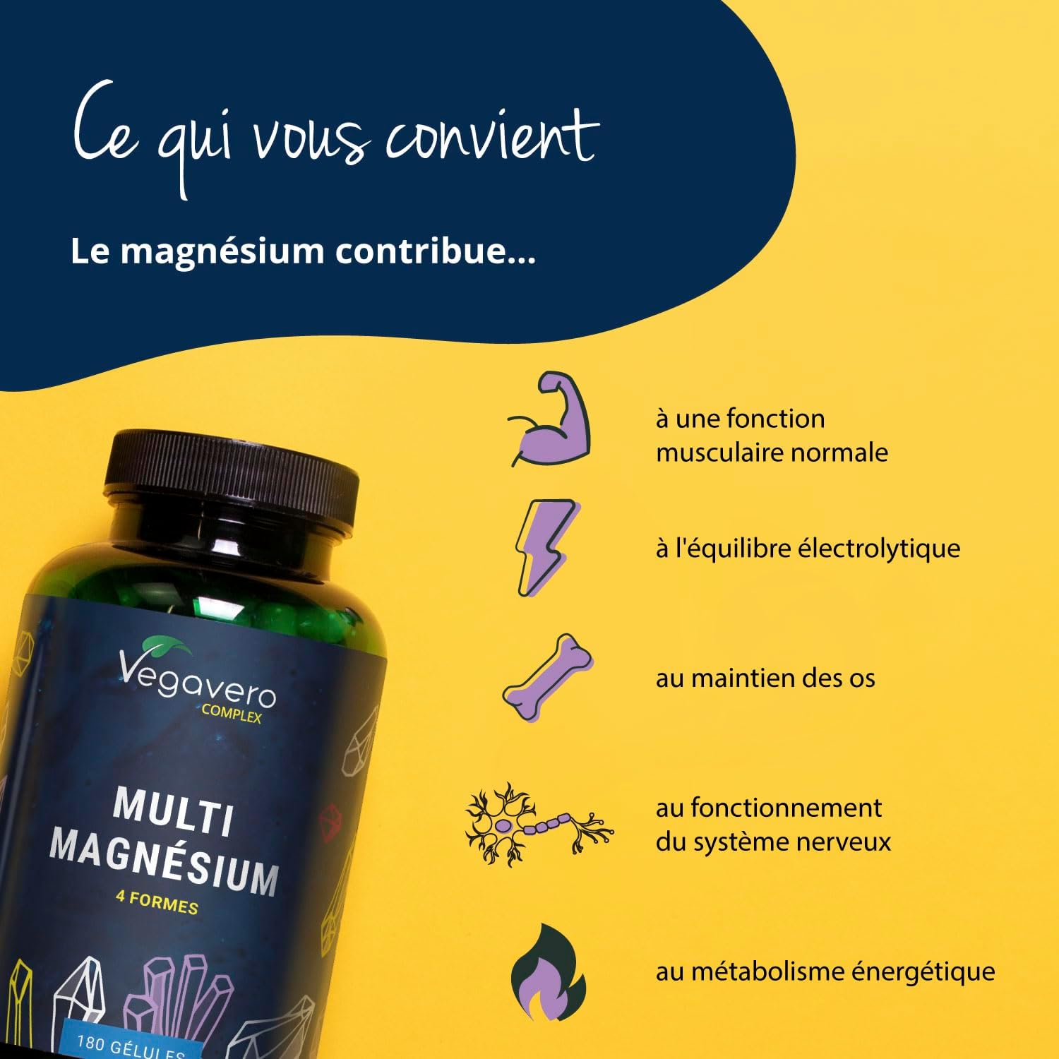 Magnesium Complex 375 mg | 180 Capsules | 4 FORMS - Bisglycinate, Malate, Citrate and Taurate | With Vitamin B2 & B6 | Superior Absorption | No Additives & Vegan | Vegavero® - Image 4