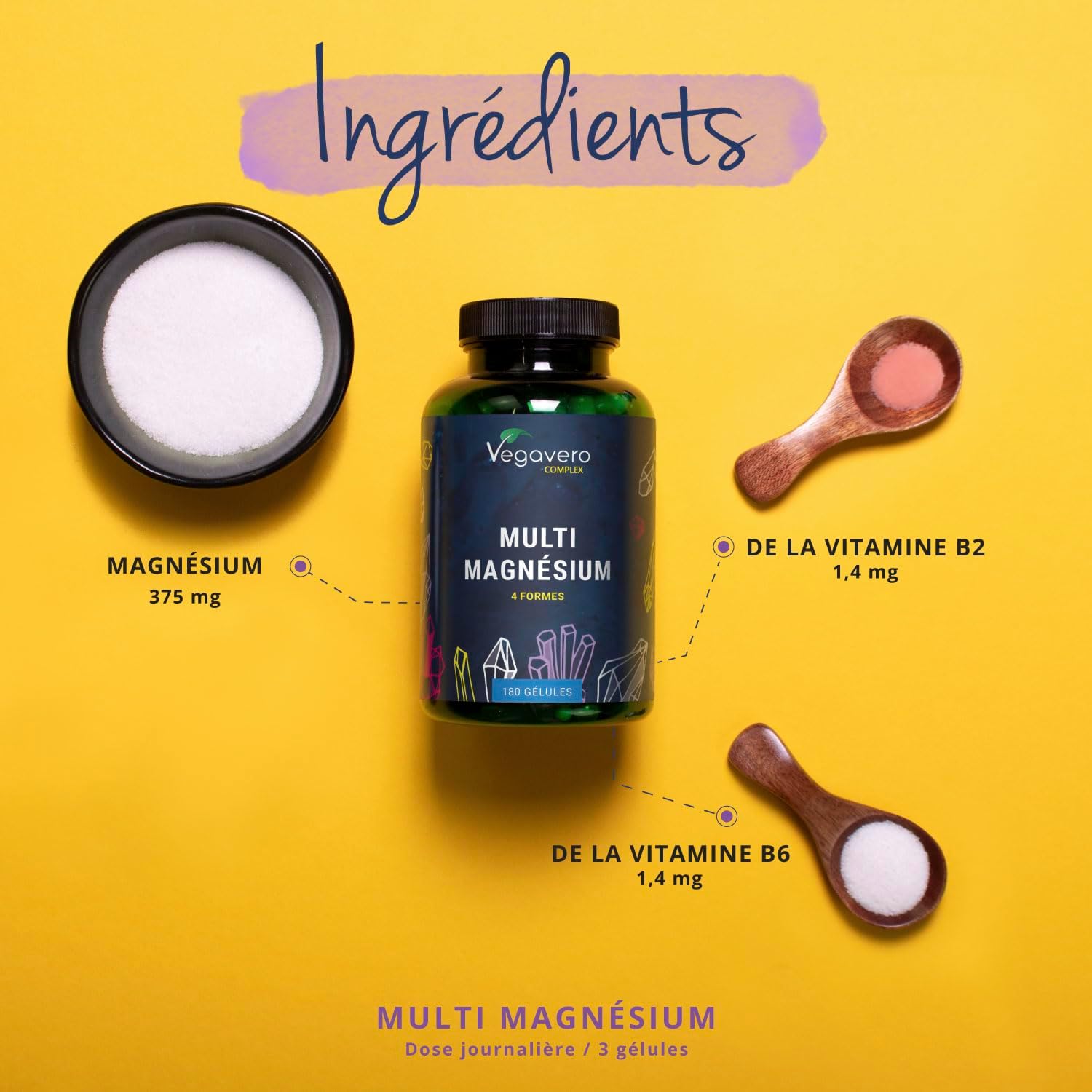 Magnesium Complex 375 mg | 180 Capsules | 4 FORMS - Bisglycinate, Malate, Citrate and Taurate | With Vitamin B2 & B6 | Superior Absorption | No Additives & Vegan | Vegavero® - Image 5