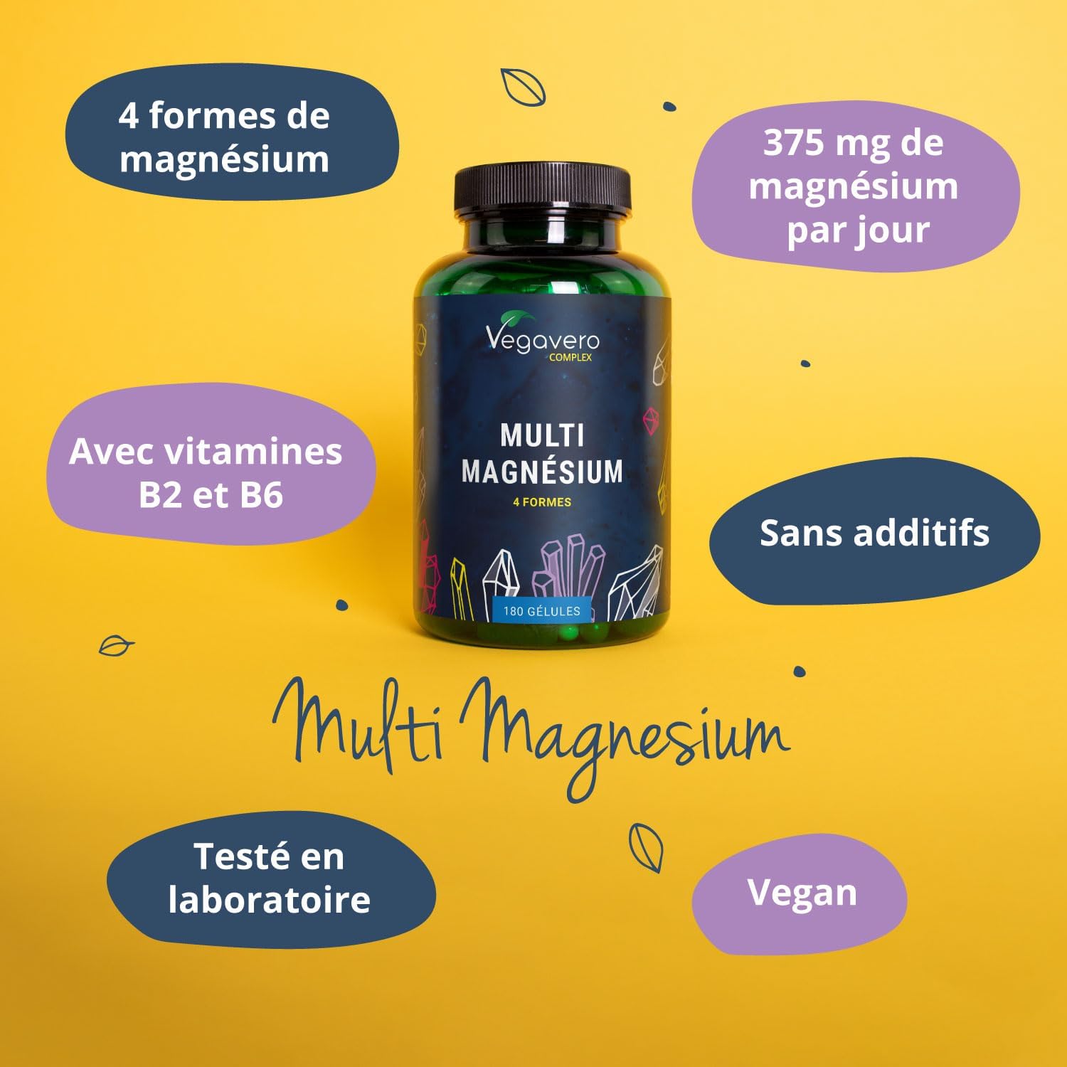 Magnesium Complex 375 mg | 180 Capsules | 4 FORMS - Bisglycinate, Malate, Citrate and Taurate | With Vitamin B2 & B6 | Superior Absorption | No Additives & Vegan | Vegavero® - Image 6