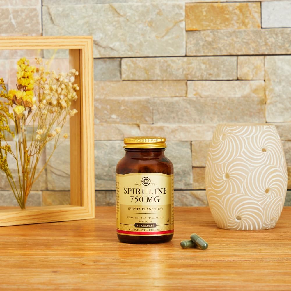 Solgar Spirulina - Tone and Vitality - High Quality - Natural Defences - Vegan - Rich in Protein - Food Supplement - Bottle of 80 Capsules - Image 5