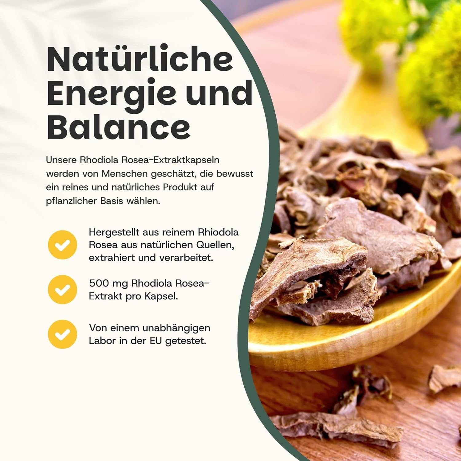 Rhodiola Rosea Capsules 60 Pcs 3% Extract 500 MG per Capsule - No Powder - Supplement - Superfood - Nootropics - 3% Rosavins - Adaptogenic - Natural - Vegan - Roseroot - Image 3