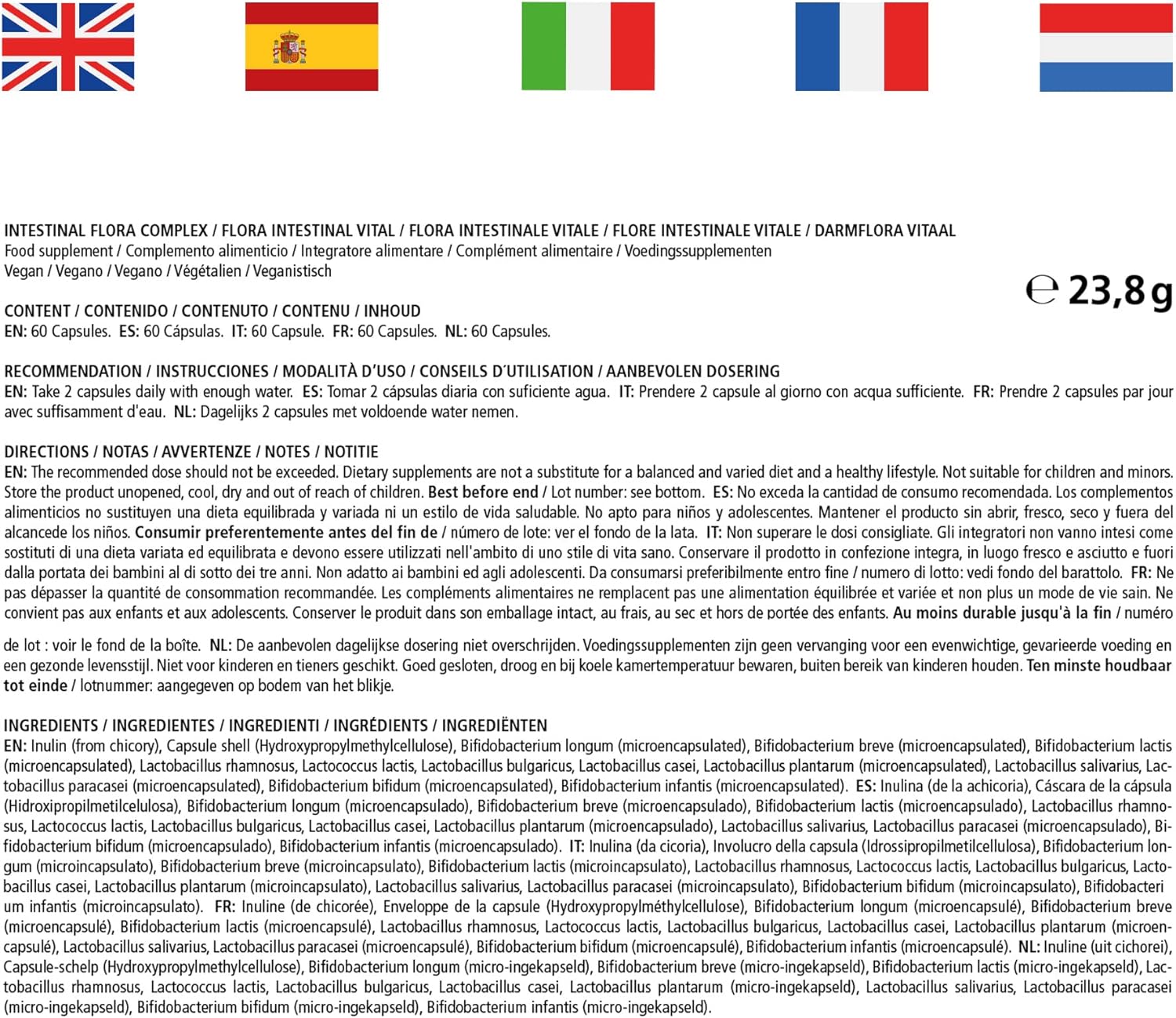 Probiotic Intestinal Flora - 12 Cultures of Bacteria for Gut Microbiota with Inulin, Lactobacillus & Bifidobacterium - 16.2 Billion CFU - 60 Vegan Capsules for 1 Month - German Quality - Image 8