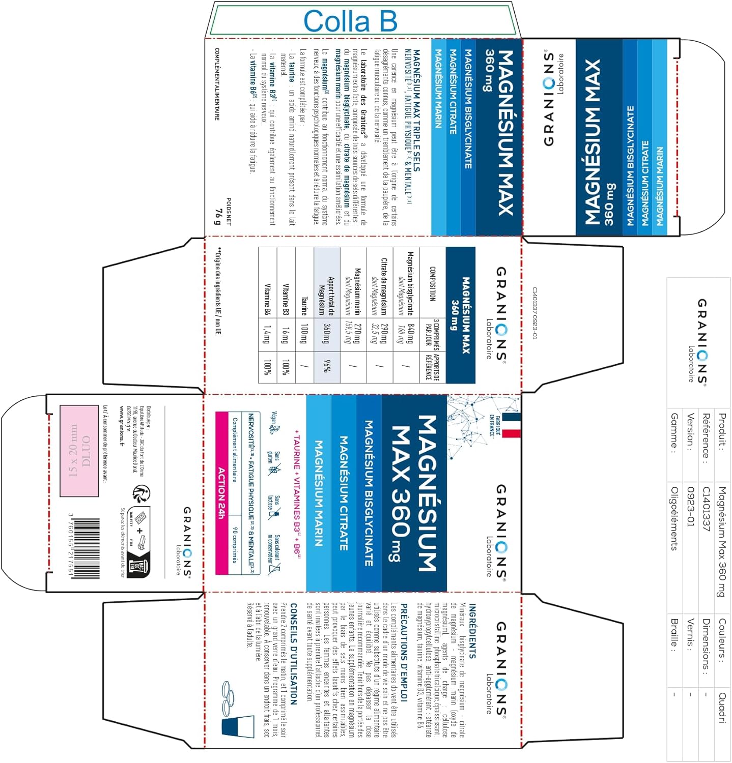 Magnesium Max 360 GRANIONS - Magnesium Bisglycinate, Magnesium Marin, Magnesium Citrate - Anti-Stress Dietary Supplement - Vitamin B6, Fatigue Stress - 24H Action - 90 Tablets - 1 Month - Image 9