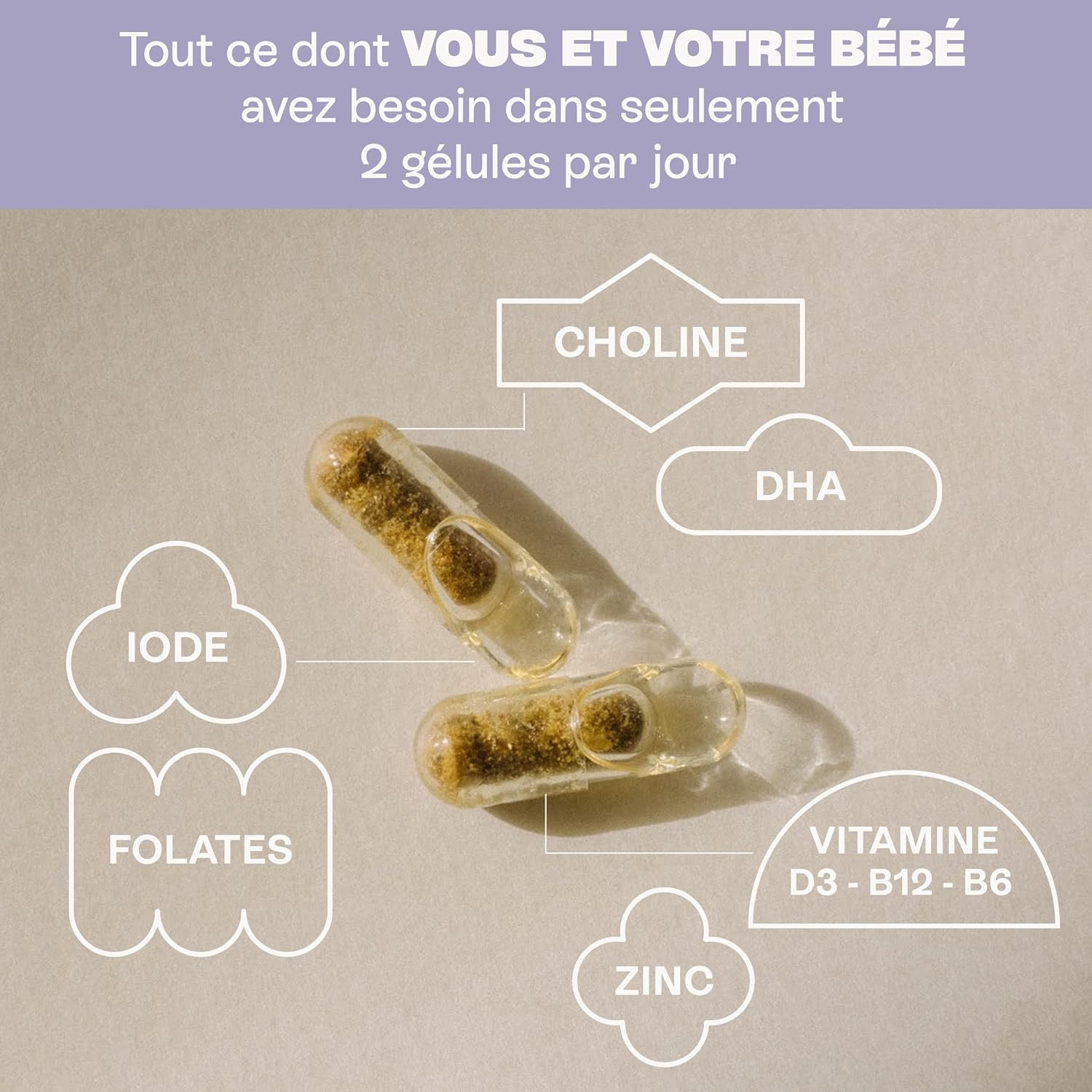 Jolly mama! Baby Bump | Multi-Vitamins Pregnancy | With DHA, Choline, Vitamin B9 Active Quatrefolic | Made in France | Cure 1 Month, 60 Capsules - Image 5