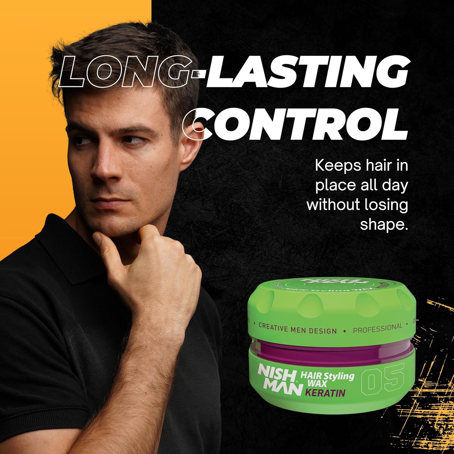 NISHMAN Men's Styling Wax 05 - Keratin 150g - Wood Fruit Fragrance - Natural Shine Finish - Strong Hold - Aqua Wax Hair Gel - Long Lasting Control and Definition - Image 7