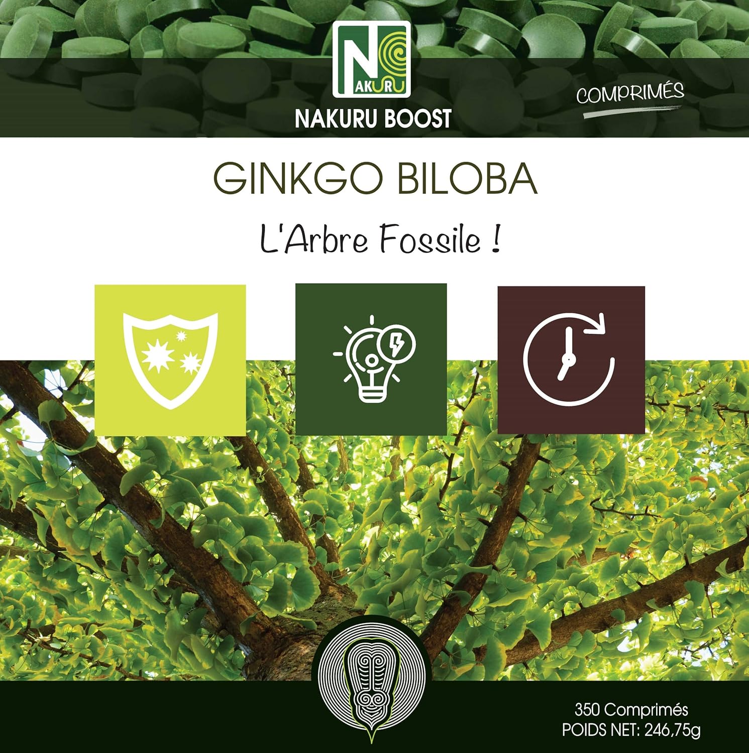 NAKURU | Ginkgo Biloba | Boost Range | Made in France | "The Fossil Tree!" | (350 Tablets of 705mg / Net Weight: 245g / Green) - Image 4