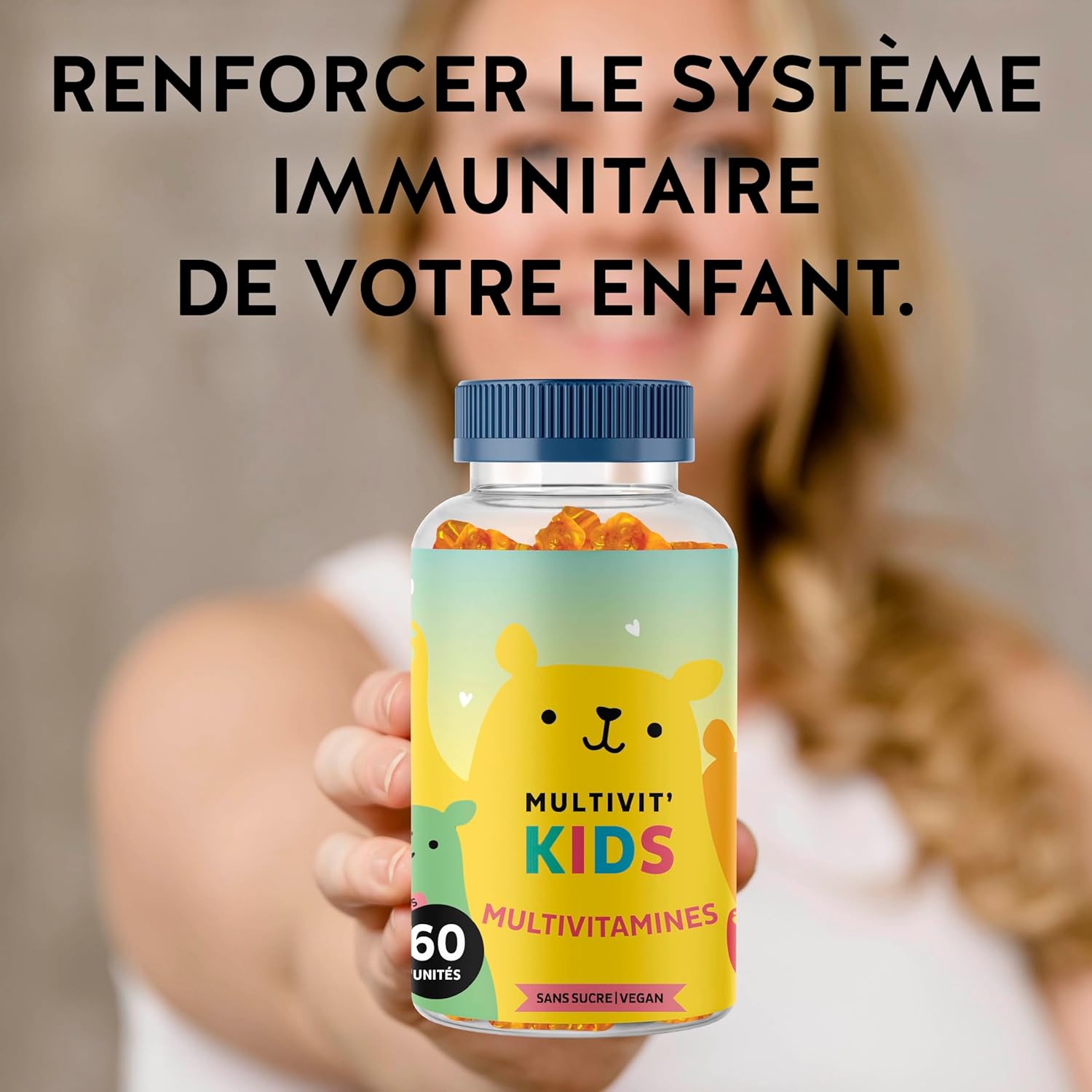 Gummies Multivitamin For Children From 4 Years, Multivit' Kids - Immune Defences Support - With Vitamins B12, C, D, E and Iodine - 60 Units (1 Month), Vegan, Sugar Free, Bears with Benefits - Image 3