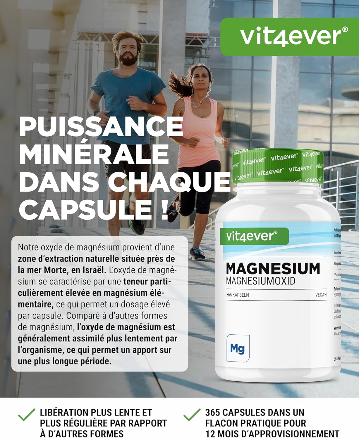 High dose magnesium - 365 capsules (annual reserve) - 667 mg of which 400 mg of elemental magnesium per daily dose based on magnesium oxide - without unnecessary additives - Image 3