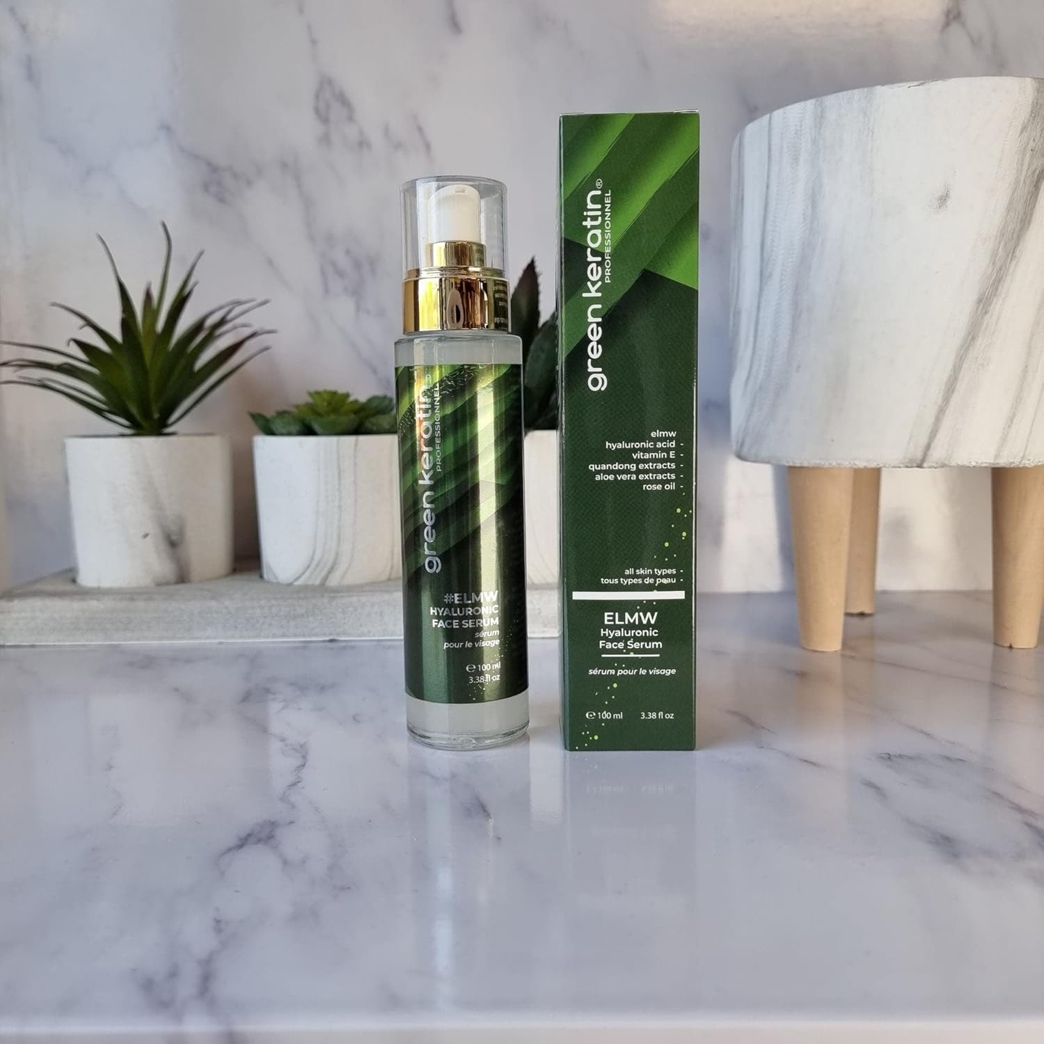 Green Keratin - ELMW Original - Hyaluronic Acid Serum for Face (250ml (Refill)) - Image 4