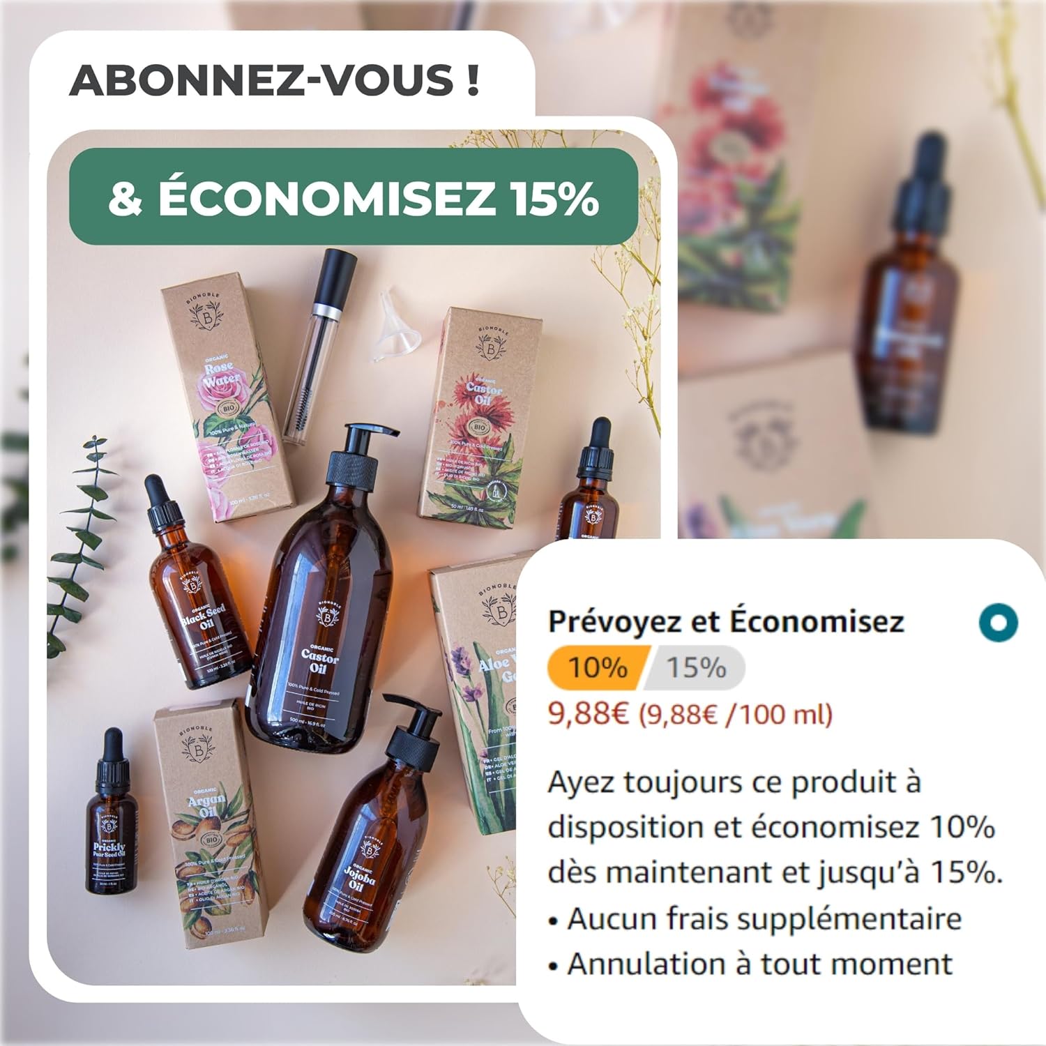 Bionoble Gel Aloe Vera Bio 100% Pur Aloe 100ml - Flacon Verre Recyclable + Pompe - Gel Aloe Vera Cheveux Bouclés, Hydratant Crème Aloe Vera Visage, Soin Coup de Soleil Corps - Aloe Vera Gel Bio - Image 9