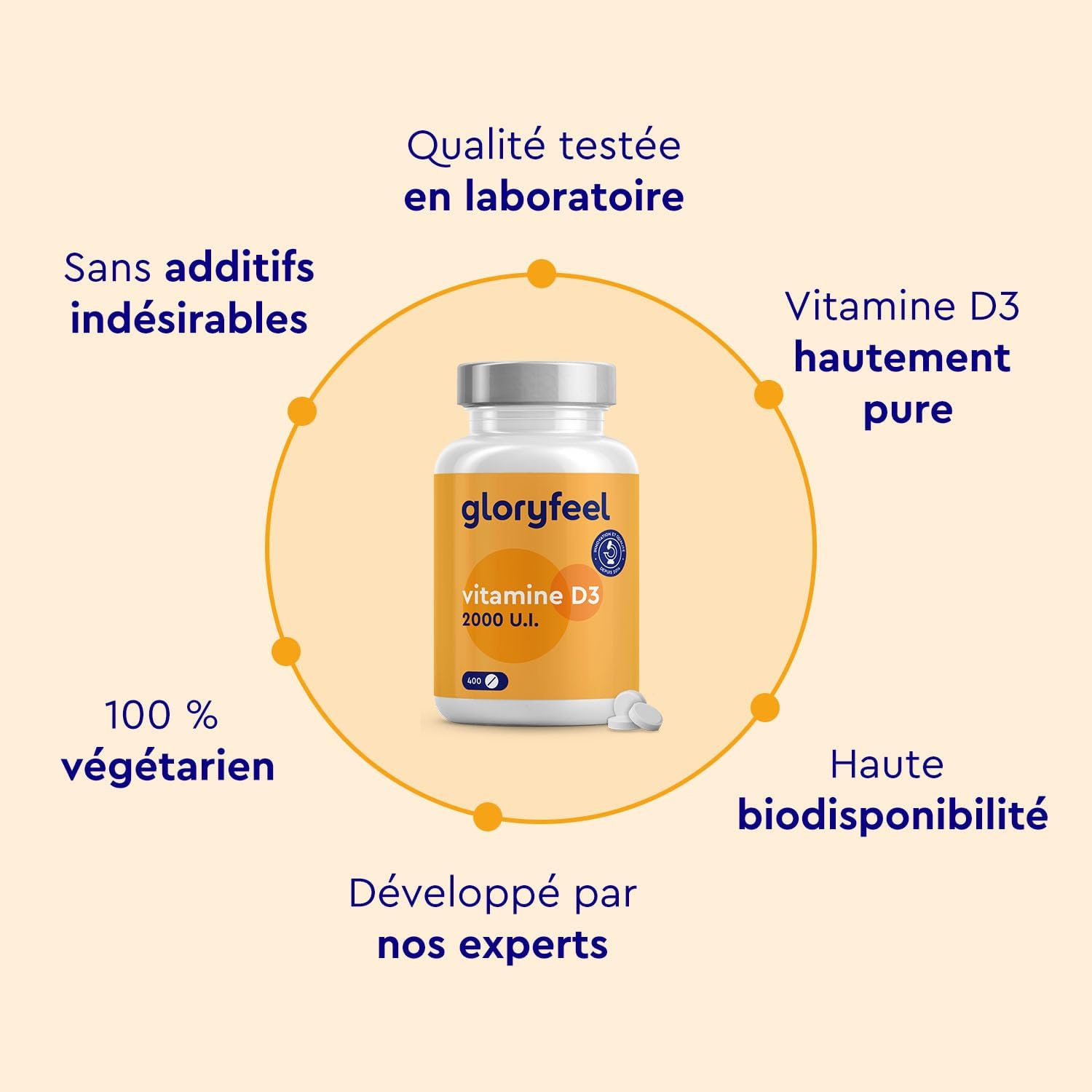 Vitamin D3 2000 IU, 400 Tablets, 100% Pure Cholecalciferol, 1 Tablet per Day, High Dosed Vitamin D, One Year Cure, Supports Bone, Muscle and Teeth Health*, No Additives - Image 9