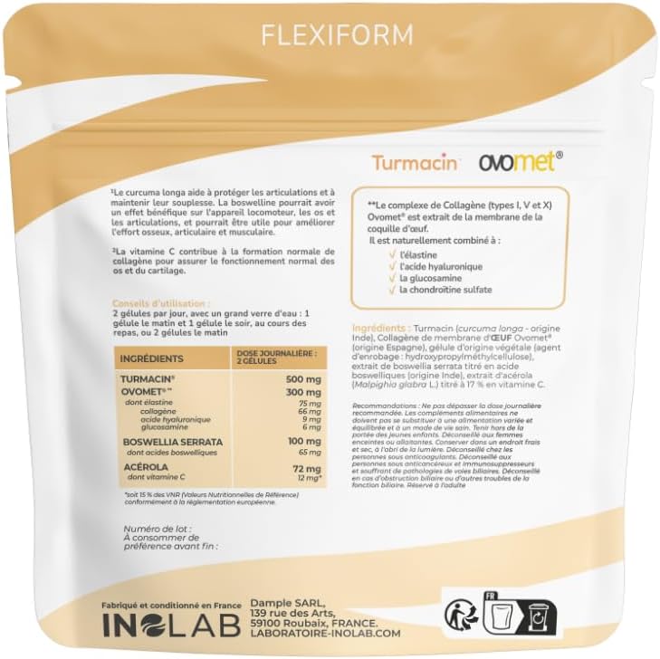 INOLAB | Multi Joint Collagen (Ovomet Elastin & Hyaluronic Acid, Turmeric Turmacin, Boswellia Serrata) | Mobility - Joint Comfort - Cartilage - Muscles | 1 Month | 100% Vegetarian - Image 3