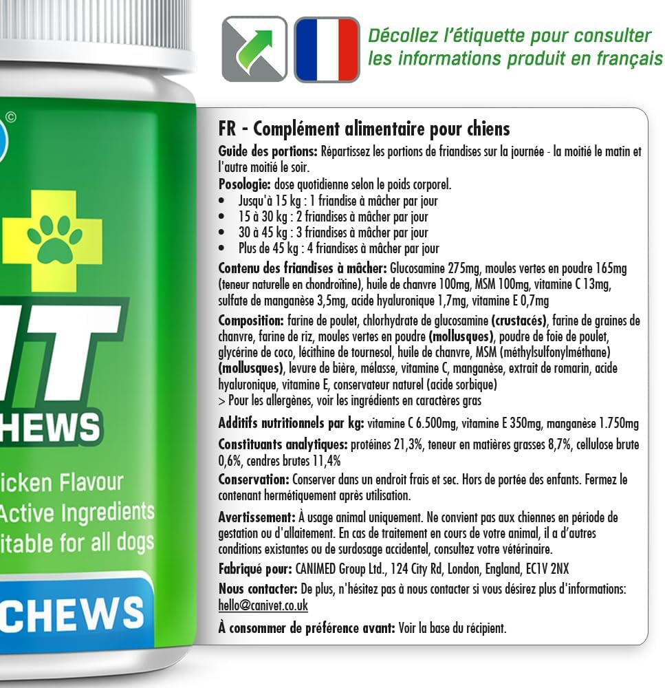 Hip Supplement + Joint Care Joint Care Senior Dog | 150 Chicken Flavour Bites | Glucosamine, Chondroitin, Green Mussel, Hemp Oil, MSM, Hyaluronic Acid, Manganese Vitamins - Image 3