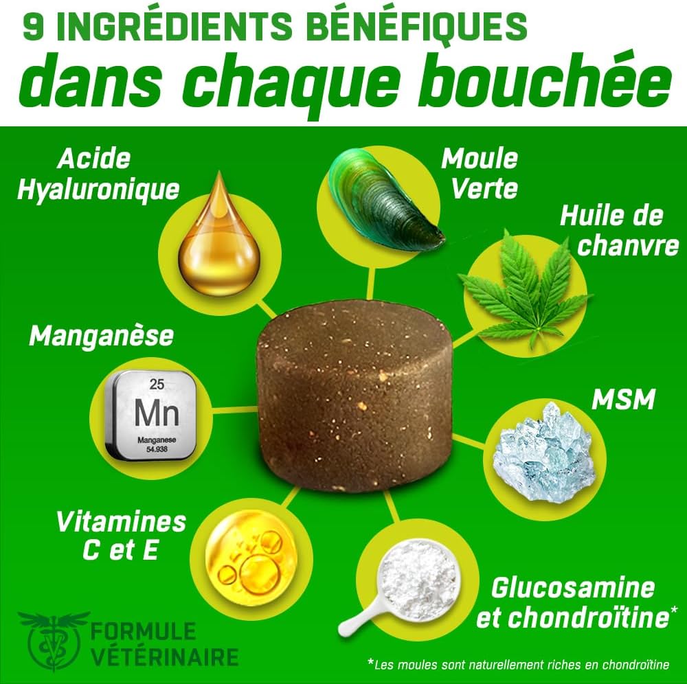 Hip Supplement + Joint Care Joint Care Senior Dog | 150 Chicken Flavour Bites | Glucosamine, Chondroitin, Green Mussel, Hemp Oil, MSM, Hyaluronic Acid, Manganese Vitamins - Image 8