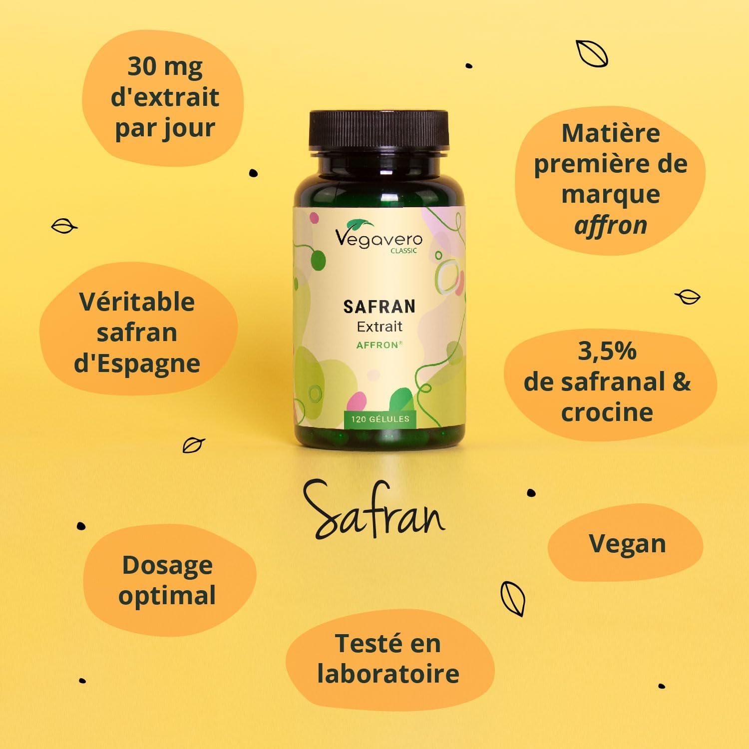 Saffron 30 mg | Quality Extract: Affron® | 120 Capsules | Laboratory Tested | Vegan & No Additives | Vegavero® - Image 5