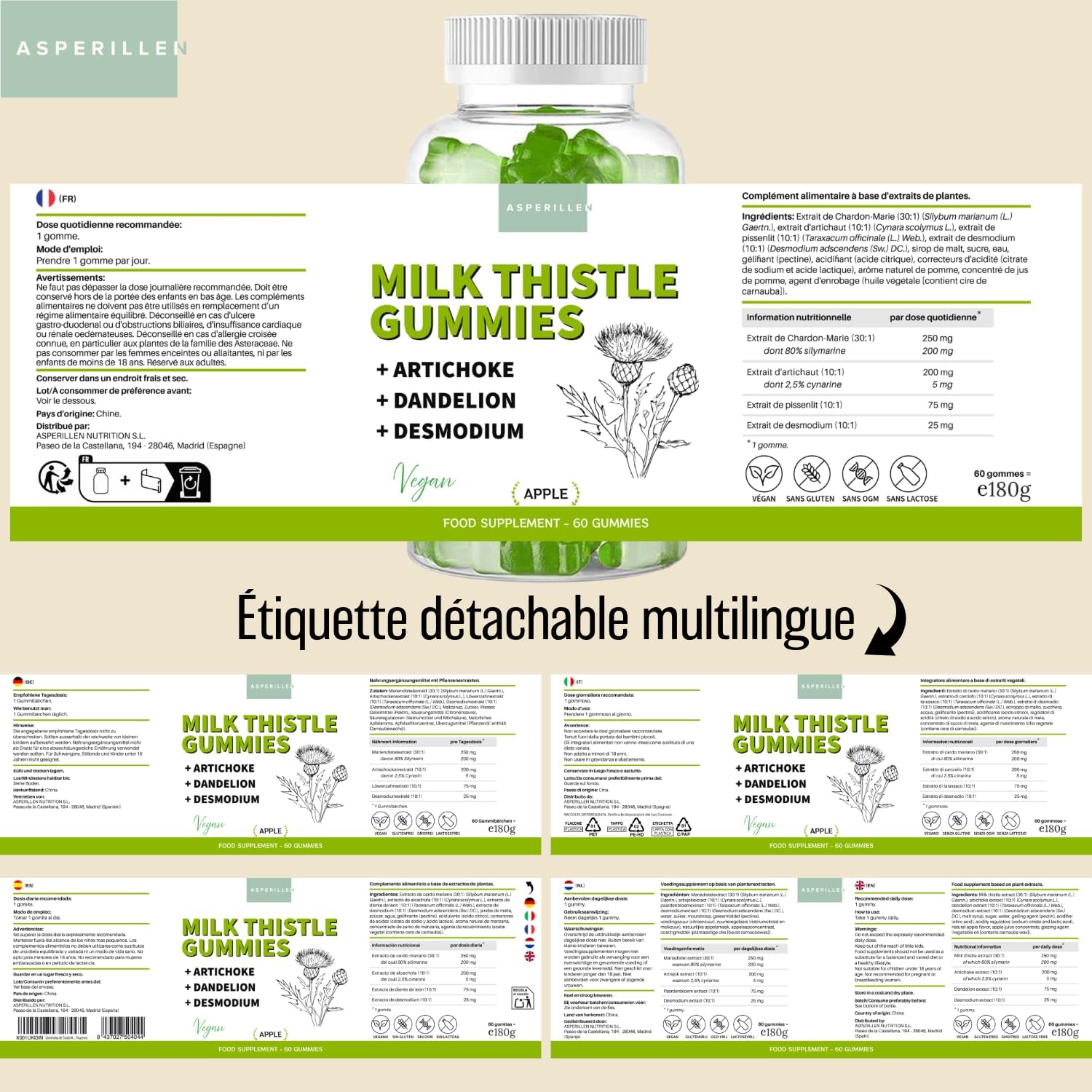 Detox Liver Gummies with Milk Thistle, Dandelion, Artichoke and Desmodium Apple Flavour - Detox, Digestion and Toxin Elimination - Highly Dosed with 80% Silymarin - Vegan, Gluten Free, 60 Units - Image 8