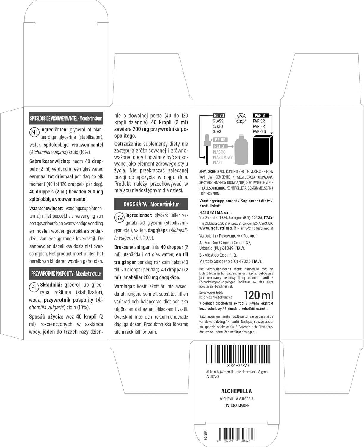 Common ladybird (Alchemilla vulgaris) herb Naturalma alcohol free mother tincture - liquid extract drops 120 ml - dietary supplement - vegan or vegan - Image 4