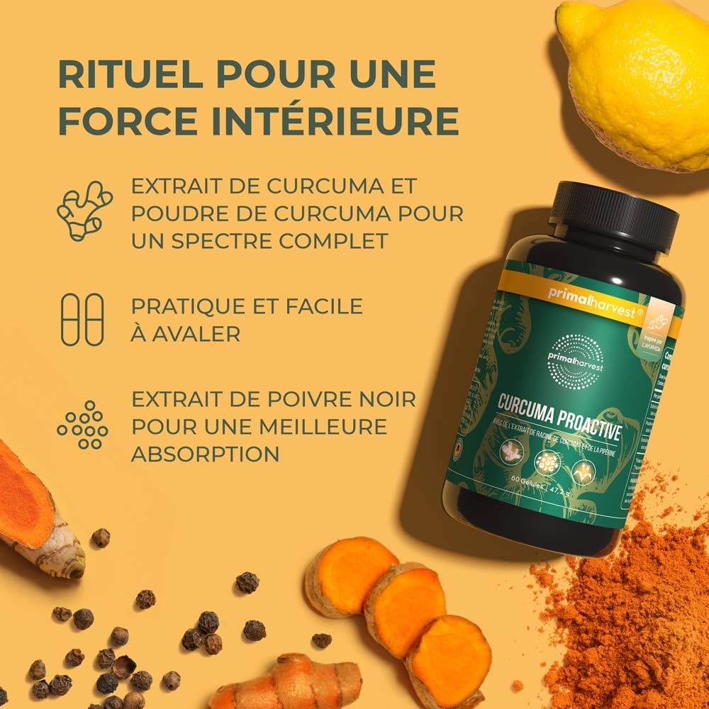 Primal Harvest® Turmeric Proactiv - 120 Turmeric Capsules - Turmeric Extract - Organic Turmeric Powder with BioPerine - Turmeric Capsules - 95% Curcumioids - Lab Tested - Image 7