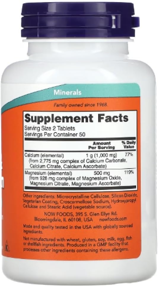 Now Foods - Calcium & Magnesium | Natural Support for Bone Health & Muscle Relaxation - 100 Tablets - Image 4