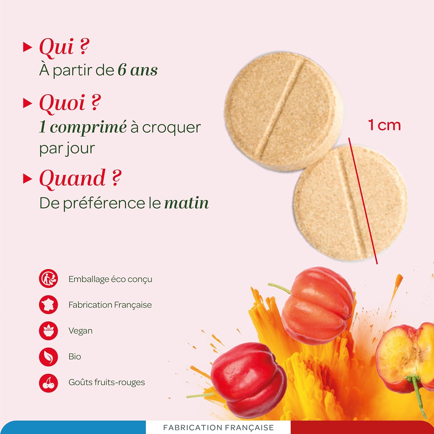 SUPERDIET - ACEROLA 1000 ORGANIC - High concentration of Vitamin C-Reduction of fatigue -Maxi jar of 60 chewable tablets - Image 5