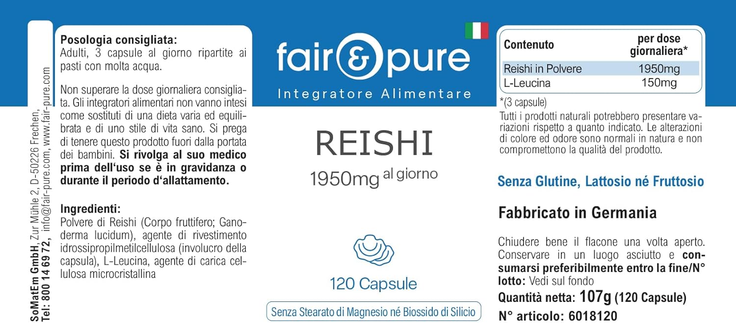 Fair & Pure® - Reishi capsules 1950 mg - 120 capsules - Ganoderma lucidum - vital fungus - highly dosed - vegan - Image 7