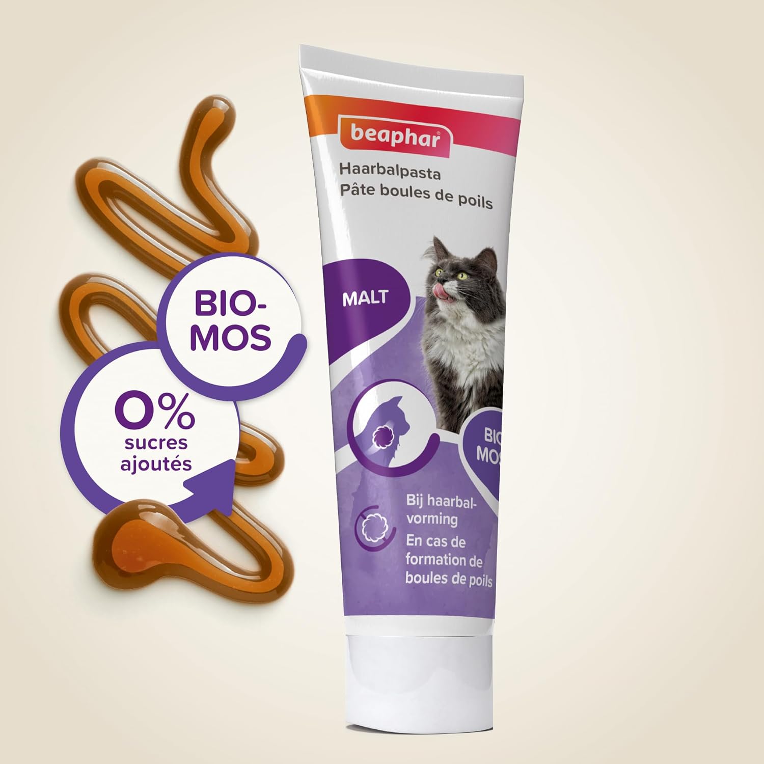 BEAPHAR – Anti-Malt Hairball Paste for Cats – Complementary Food – Promotes the Natural Removal of Hairballs – Better Intestinal Health – Malt & Bio-MOS – Tube 250 g - Image 3