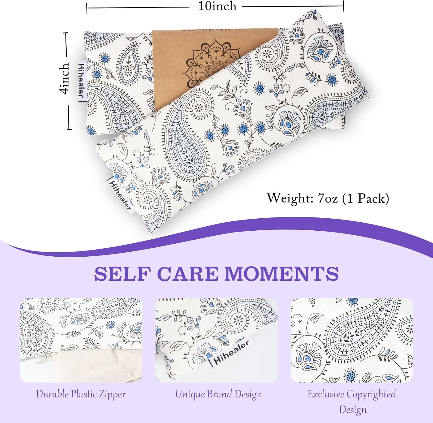 Hihealer Eye Mask with Weight and Lavender, Yoga Meditation Accessory for Sleep, Relaxation and Personal Care, Ideal Christmas Gift for Women and Moms (2, White & Purple) - Image 5