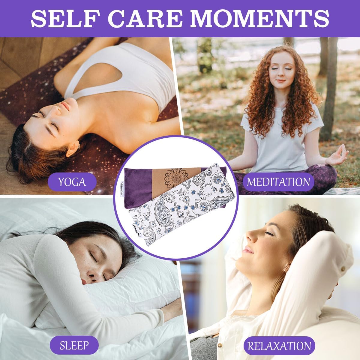 Hihealer Eye Mask with Weight and Lavender, Yoga Meditation Accessory for Sleep, Relaxation and Personal Care, Ideal Christmas Gift for Women and Moms (2, White & Purple) - Image 6