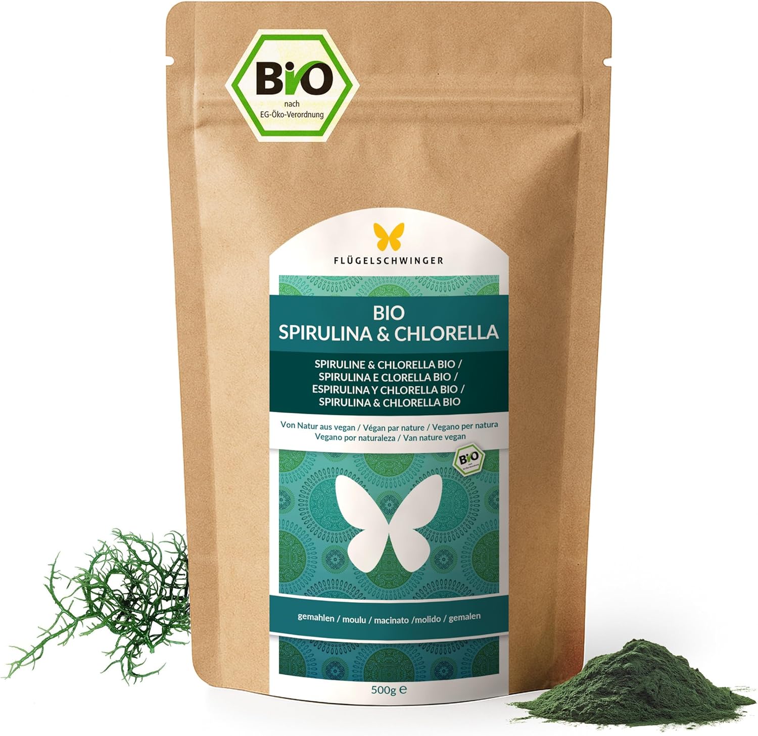 500g Spirulina & Chlorella Organic Powder – 100% Natural, Compliant with EU Organic Regulation, Dried at Low Temperature, No Additives - Image 2