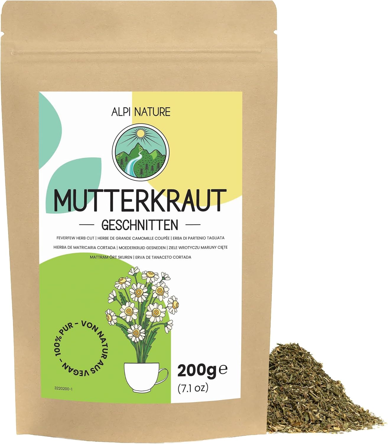 Alpi Nature Large Chamomile Herbal Tea 200 g, Large Dried and Cut Chamomile, Tanacetum Parthenium - Image 2