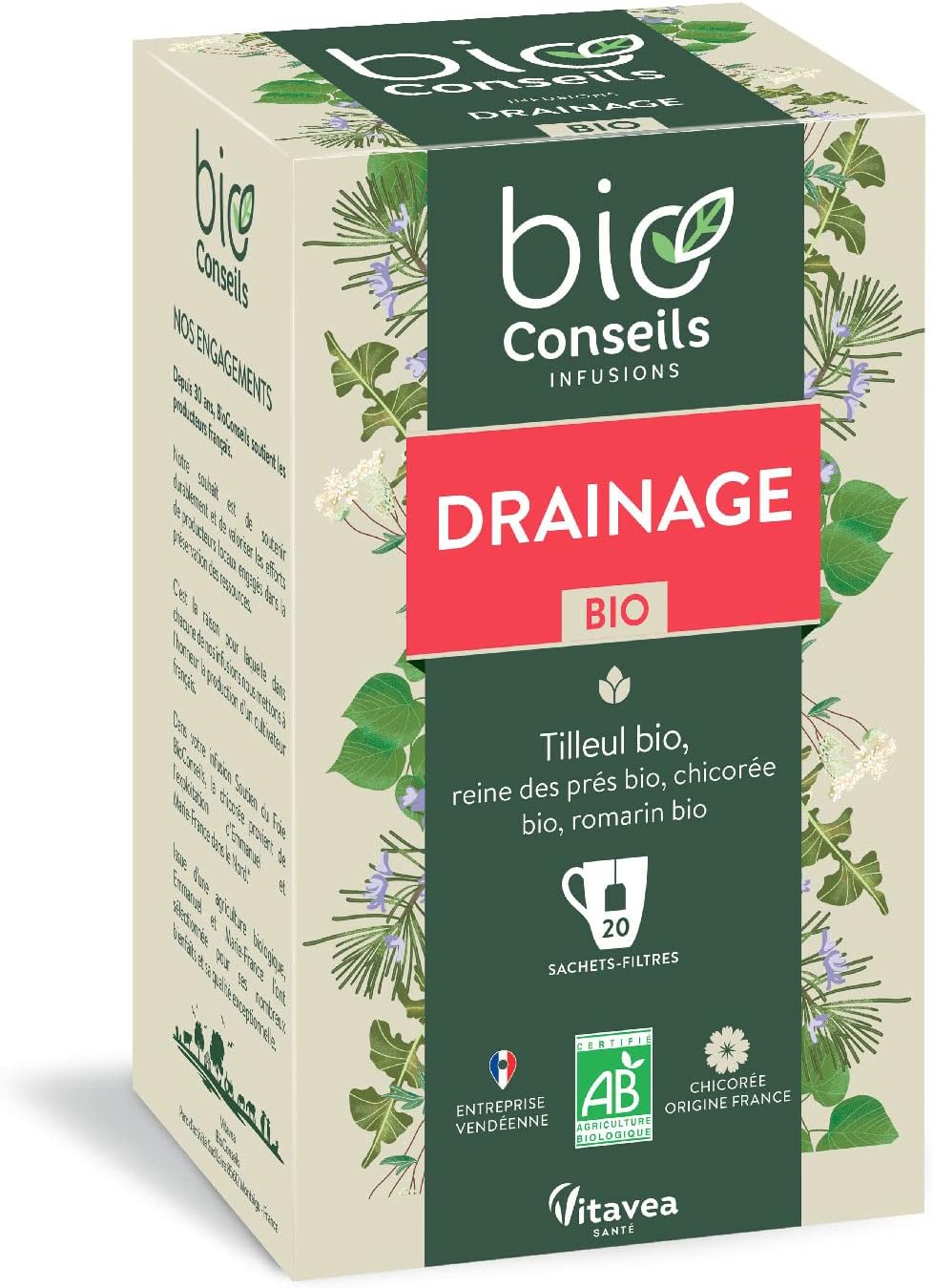 BioConseils - Organic Infusion Drainage Infusion Green Drinks – 20 Sachets - Image 2