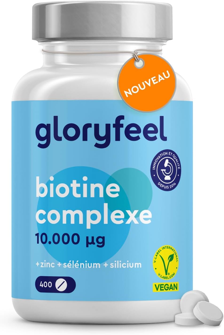 Biotin 10,000 mcg Biotin Zinc Selenium for Skin, Hair & Nails 400 Tablets (+1 Year) with Vitamins C, Silicon & B5 High Bioavailability (Zinc Bisglycinate + D-Biotin) - Image 2